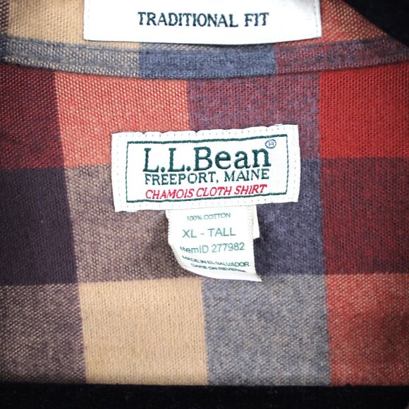 2014 L.L. Bean Apple Cinnamon Checkered Plaid Chamois Button Down Shirt XL Tall - Picture 3 of 5